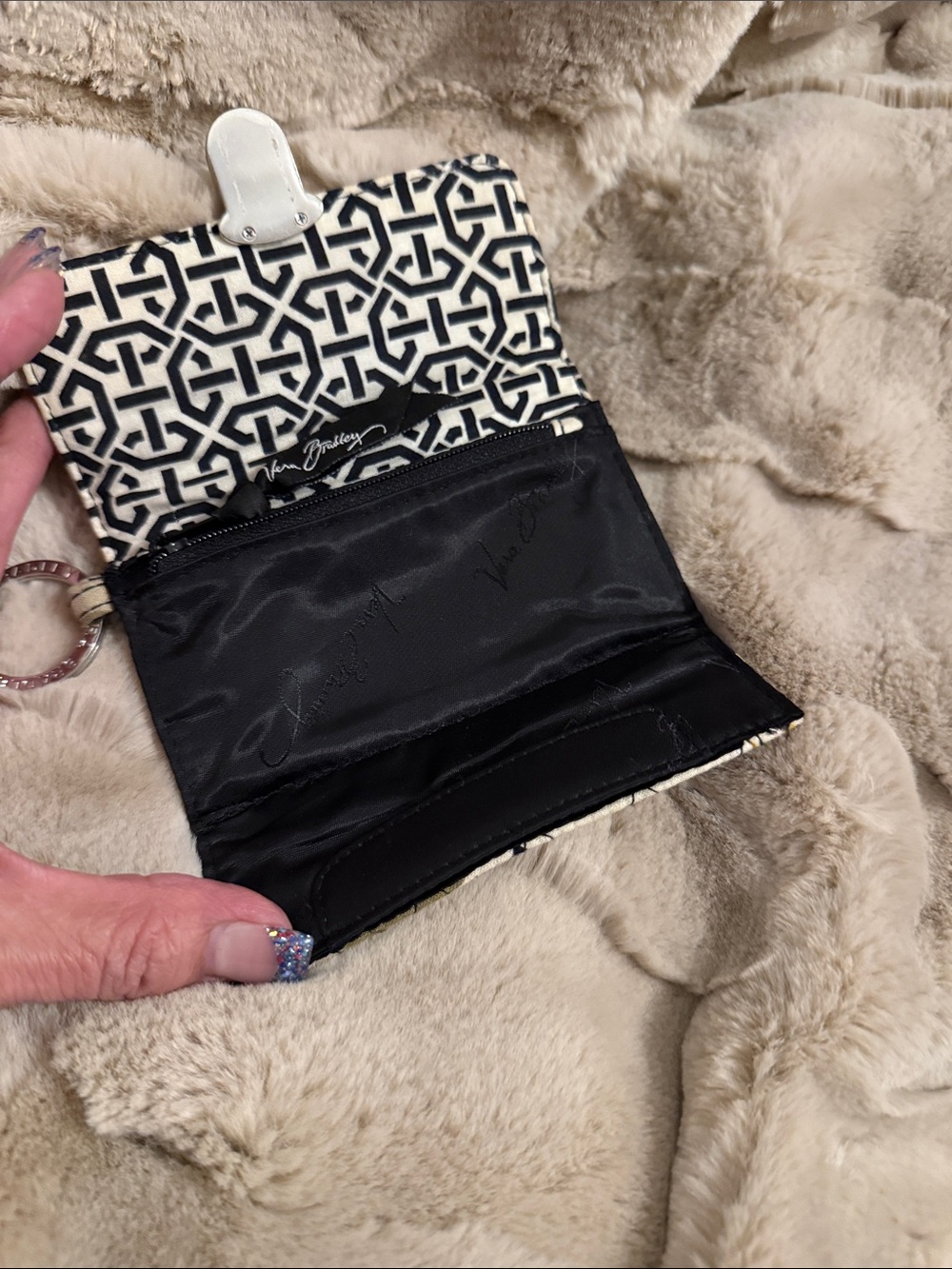 Vera Bradley Navy, Yellow & Olive Floral Quilted Wallet with Turn-Lock - Picture 3 of 5